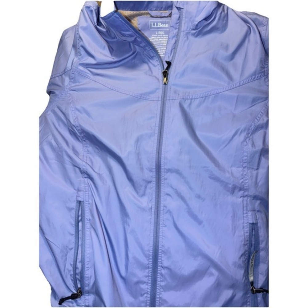 L.L.Bean Women's Wind/rain‎ L Jkt Blue Mesh Lining Zip Pockets 4015